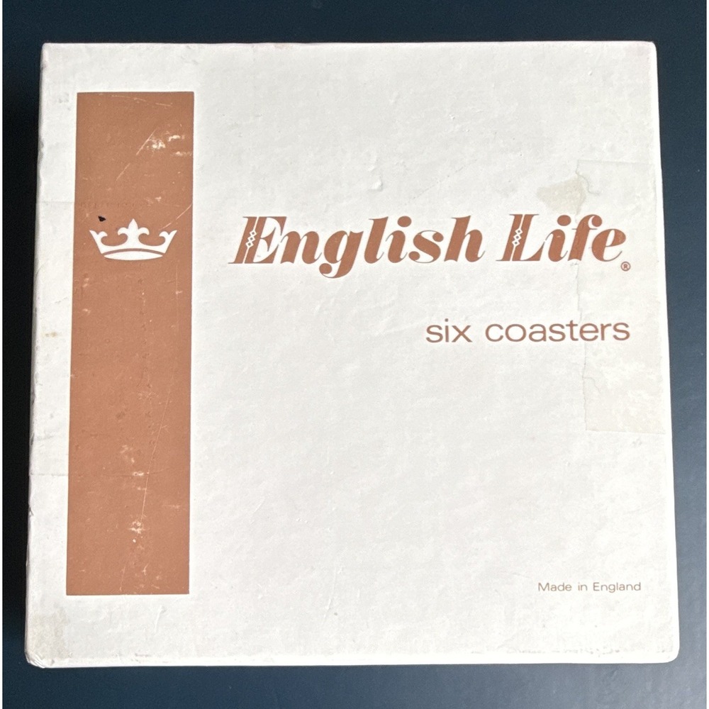 English Life 6pc Round Cork Coaster Set Oriental Birds & Flowers Vintage England - Picture 2 of 7